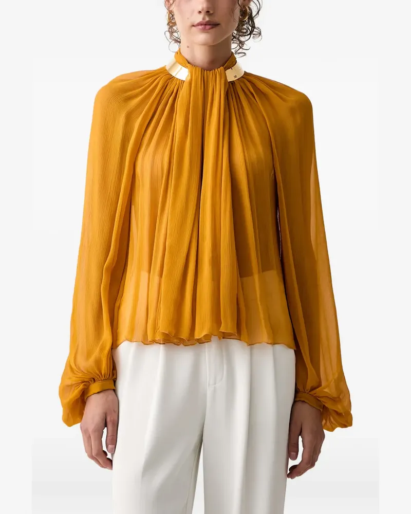 Elisabetta Franchi Bluse mit plissiertem Kragen - Gelb Gelb