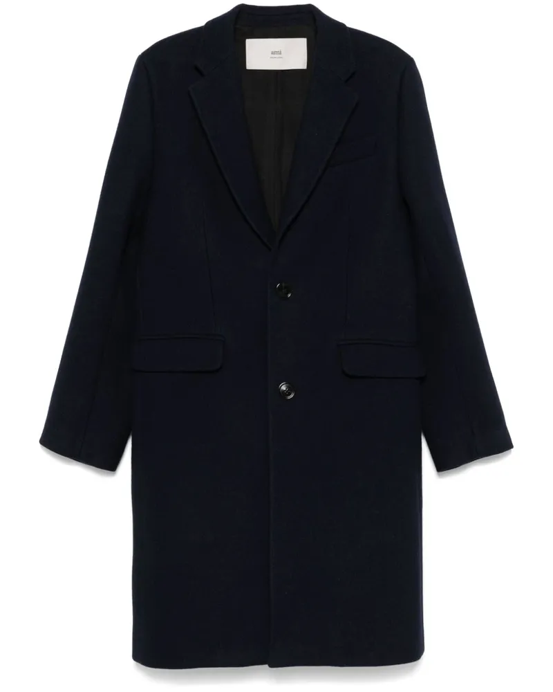 AMI Paris Einreihiger Mantel - Blau Blau