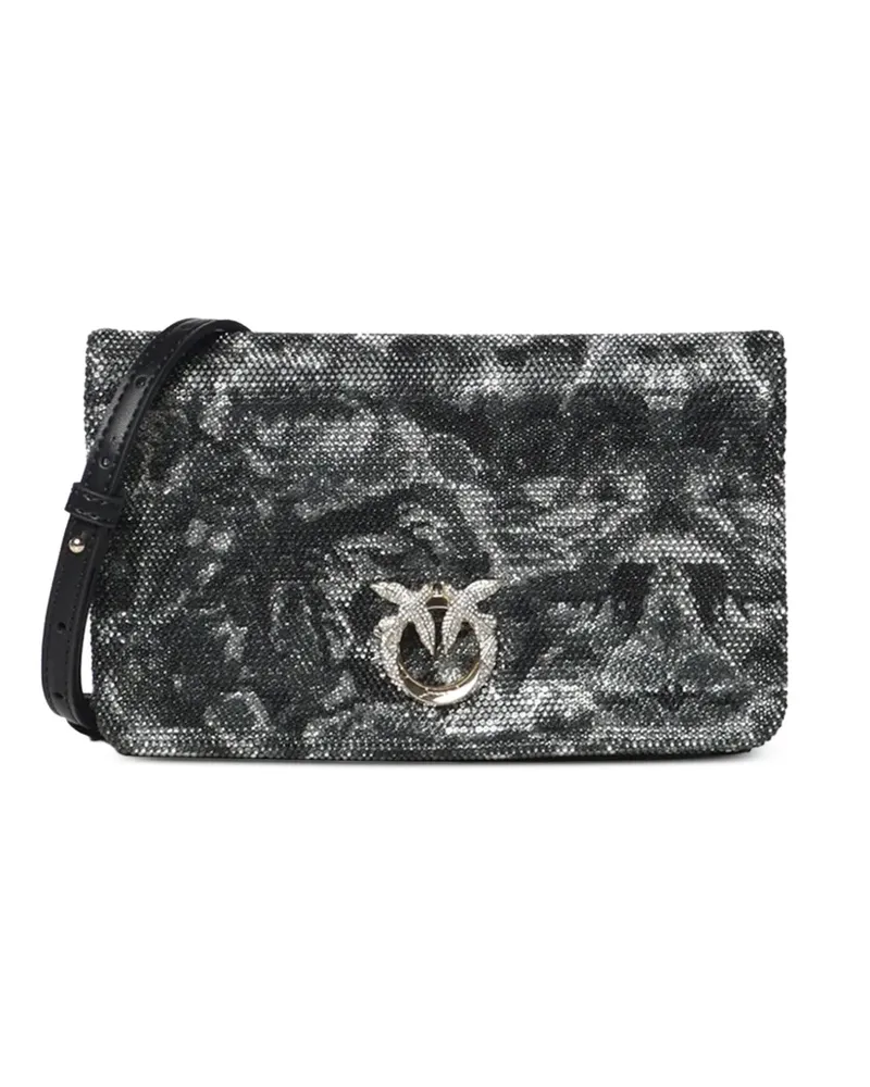 Pinko Love Birds Schultertasche mit Kristallen - Schwarz Schwarz