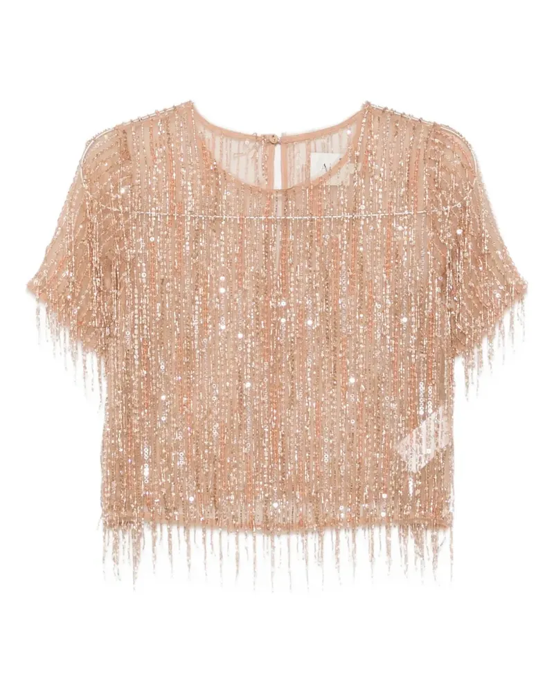 Aje. Glisten embellished top - Nude Nude