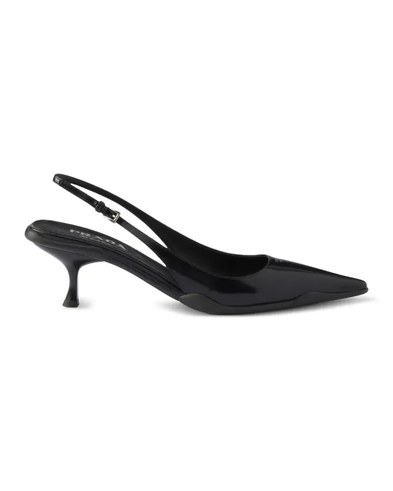 Prada Decollete brushed leather slingback pumps - Schwarz Schwarz