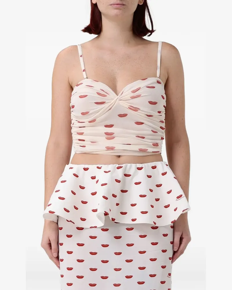 Fiorucci lips-print bandeau top - Rot Rot
