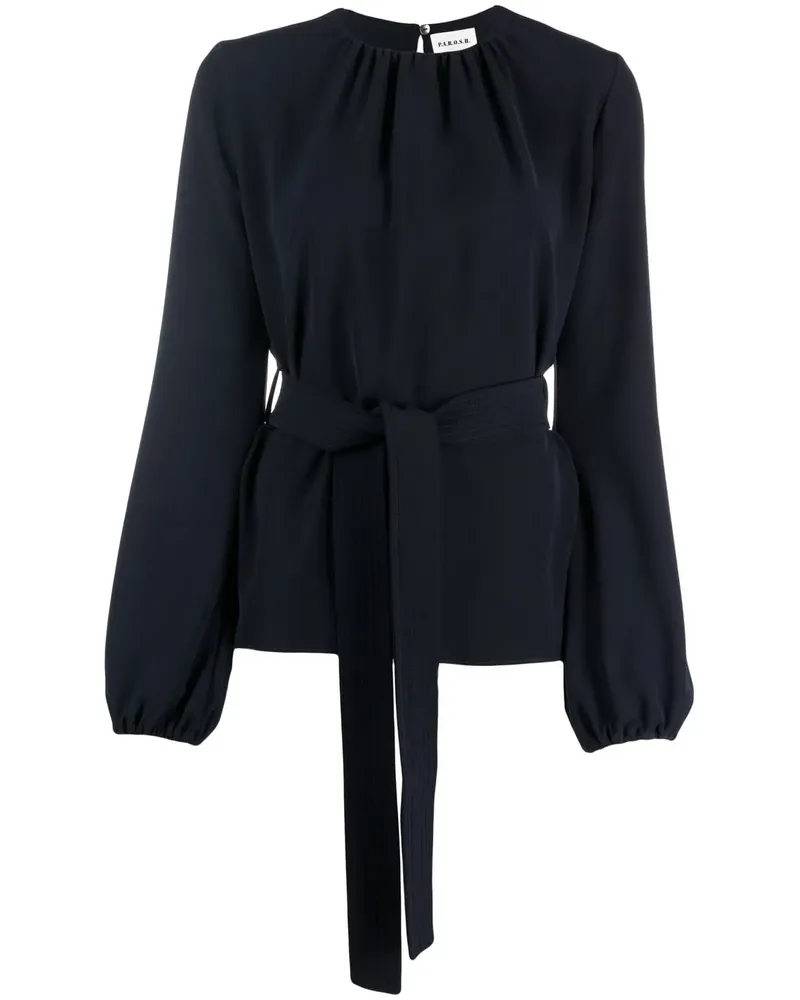 P.A.R.O.S.H. Geraffte Bluse mit Schleifenverschluss - Blau Blau
