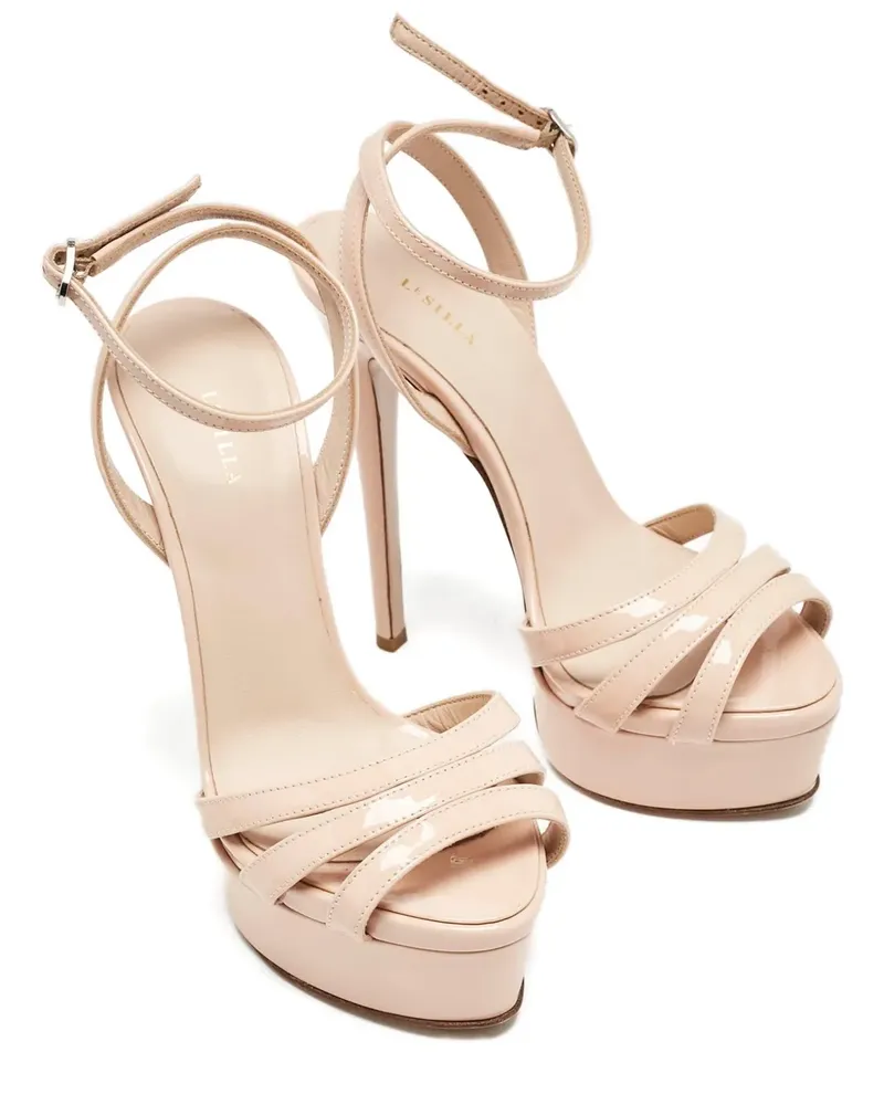 Le Silla Flatform-Sandalen mit Klettverschluss - Nude Nude