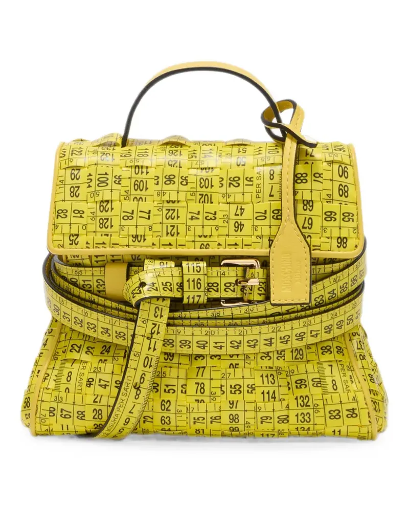 Moschino Tote Bag mit Maßband-Print und Schnalle - Gelb Gelb