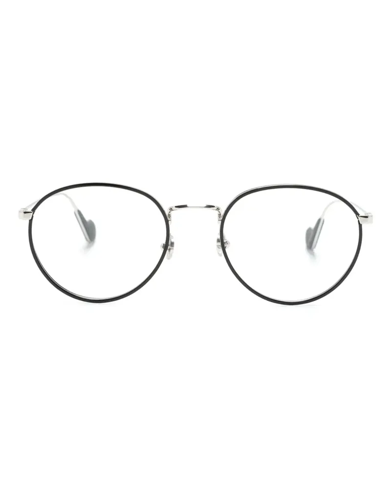 Moncler Runde Brille mit Logo-Schild - Schwarz Schwarz