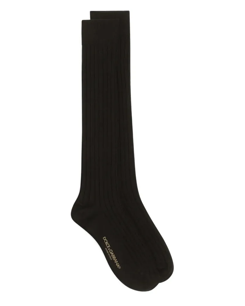 Dolce & Gabbana ribbed logo-print socks - Schwarz Schwarz