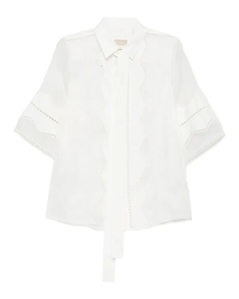 Elie Saab Bluse mit Schleifenkragen - Weiß Weiß
