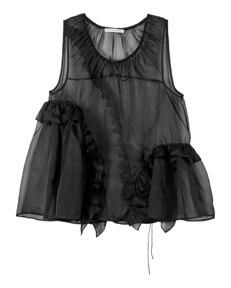 Cecilie Bahnsen ruffled organza orsalina top - Schwarz Schwarz