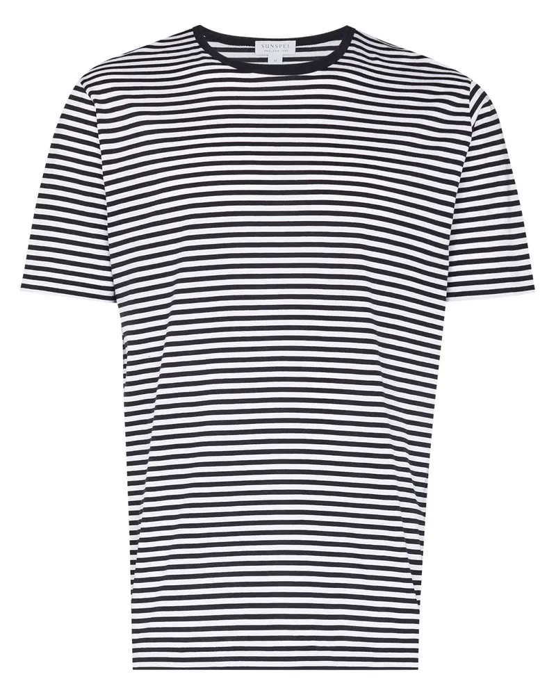 Sunspel Gestreiftes T-Shirt - Weiß Weiß