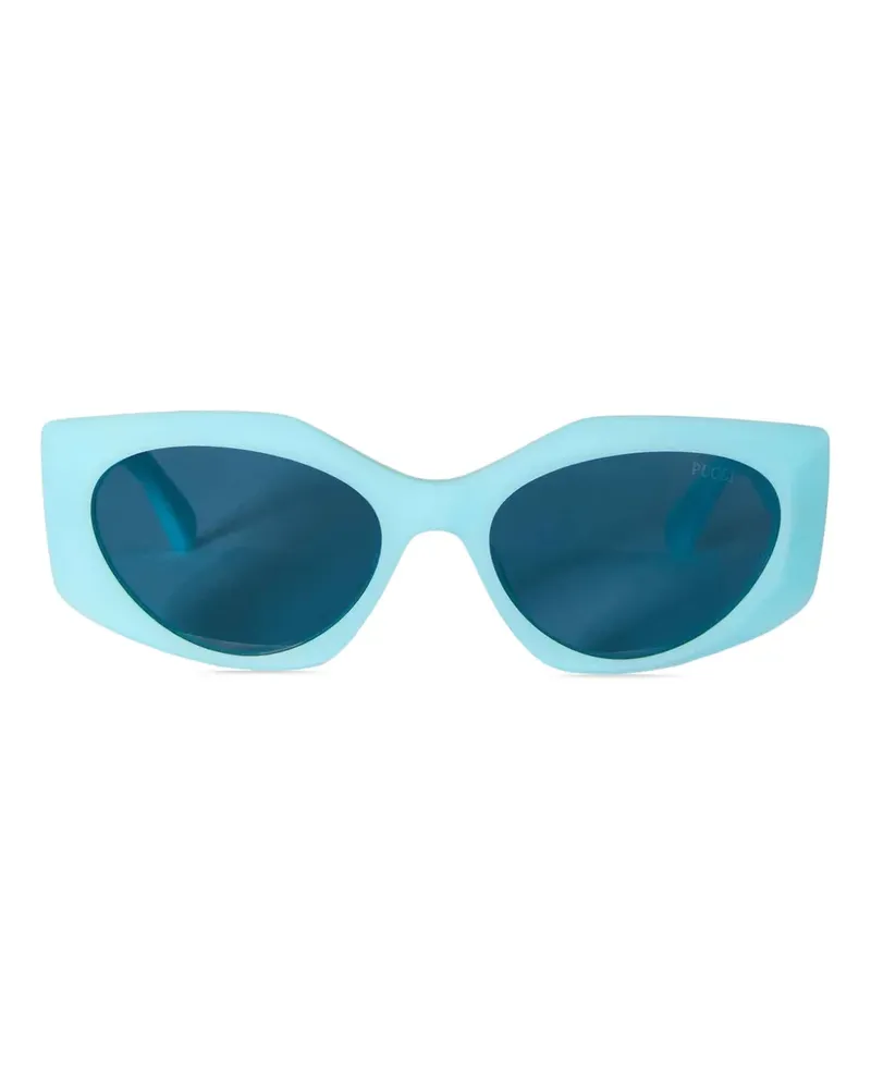 Emilio Pucci Geometrische Sonnenbrille mit Logo - Blau Blau