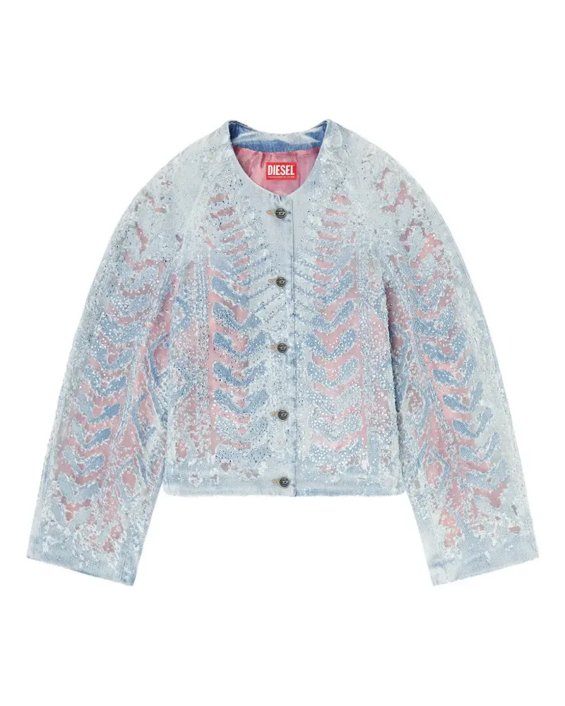 Diesel jacket in microstone devoré denim - Blau Blau