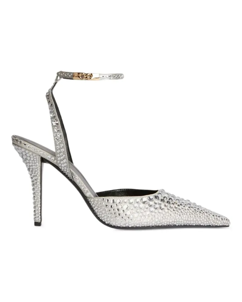 Balmain Pumps aus Satin mit Kristallen - Silber Silber