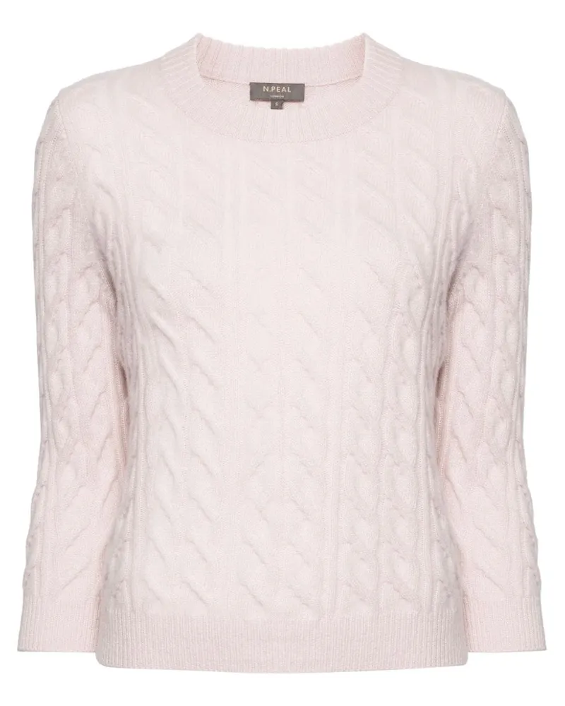 N.Peal Kaschmirpullover mit Zopfmuster - Rosa Rosa