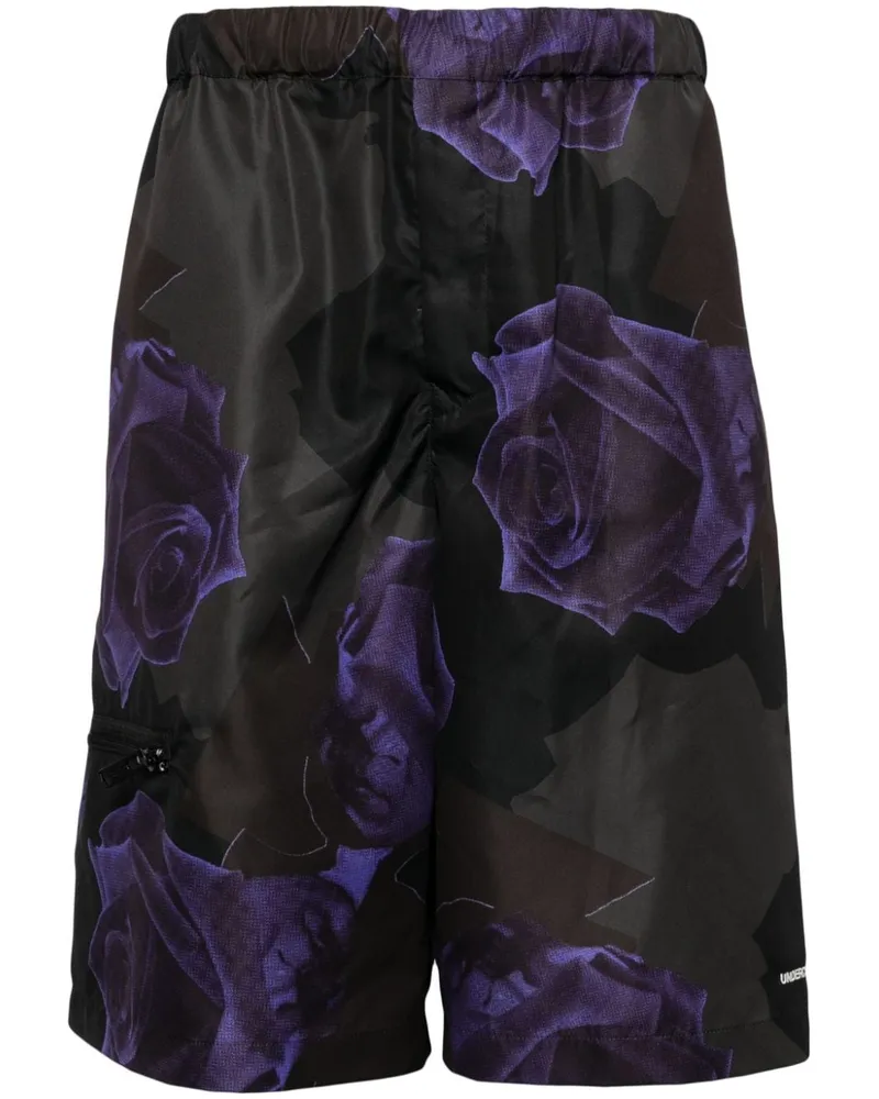 Undercover Bermudas mit Rosen-Print - Schwarz Schwarz