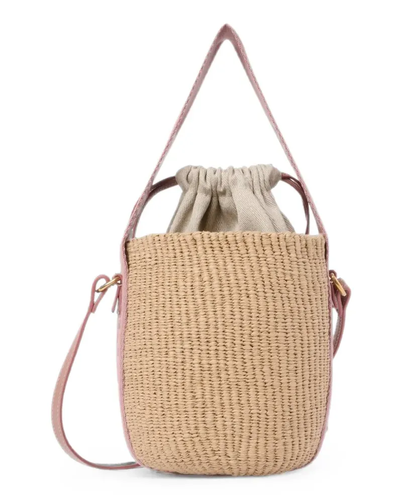 Chloé Woody woven drawstring small bucket bag - Nude Nude