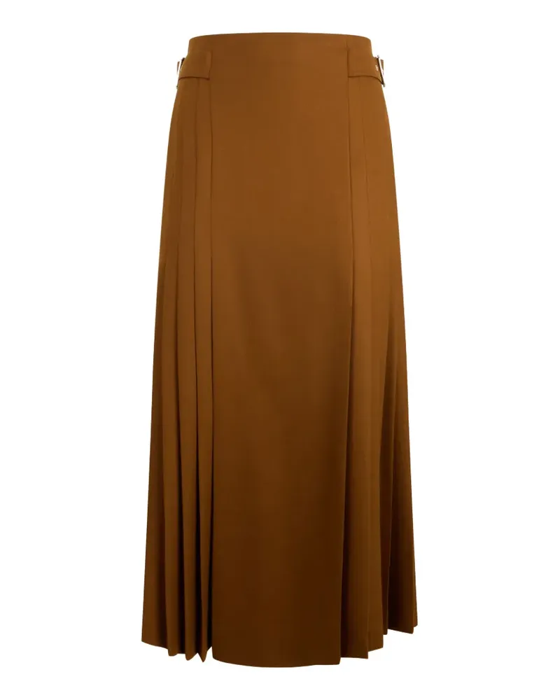 Alberta Ferretti belt-detail pleated maxi skirt - Braun Braun