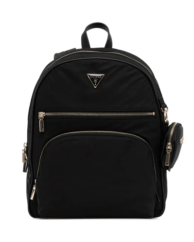 Guess zip logo-plaque backpack - Schwarz Schwarz