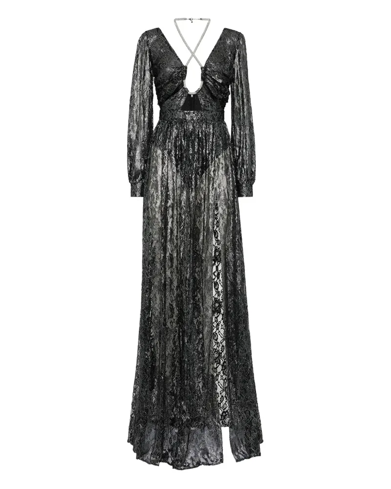 Philipp Plein Maxikleid aus Kristallspitze - Schwarz Schwarz