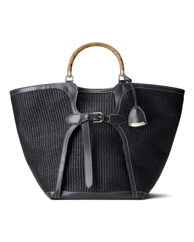 Ralph Lauren burl wood braided large tote bag - Blau Blau