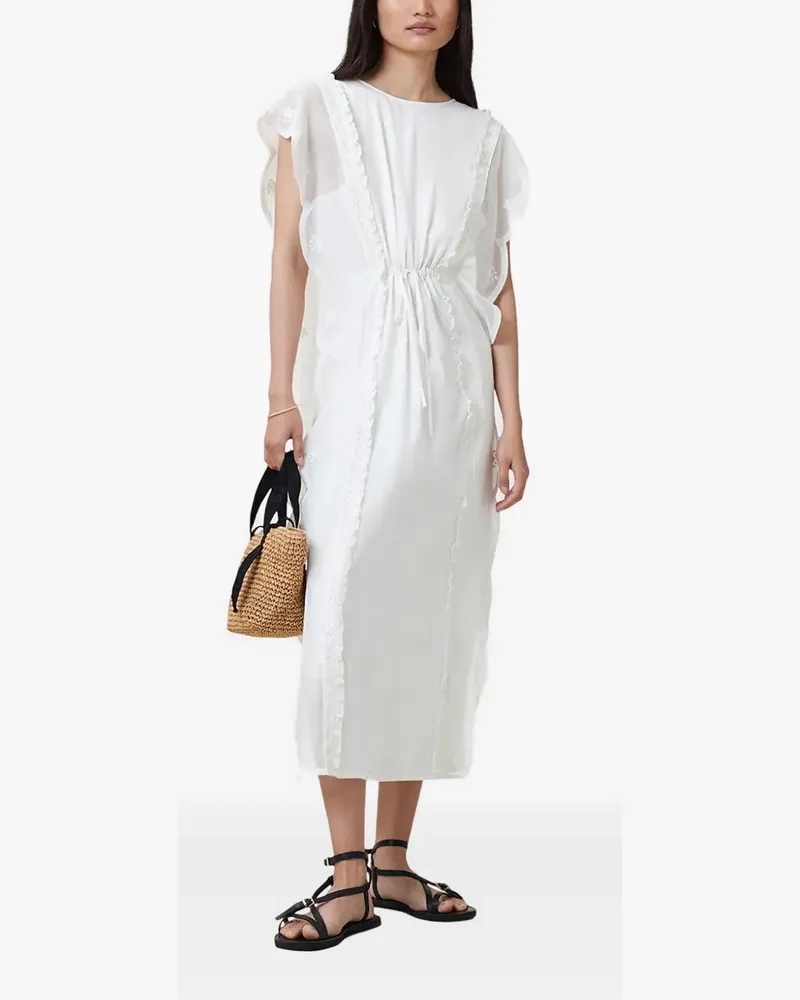 AllSaints Ola Midikleid mit Spitzeneinsatz - Weiß Weiß