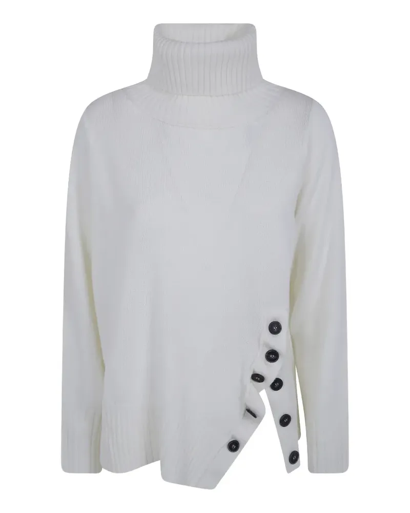 Pier Antonio Gaspari V-Ausschnitt-Pullover mit Knopfdetail - Weiß Weiß