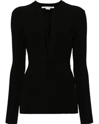 Stella McCartney Gerippter Pullover mit Schnürung Schwarz