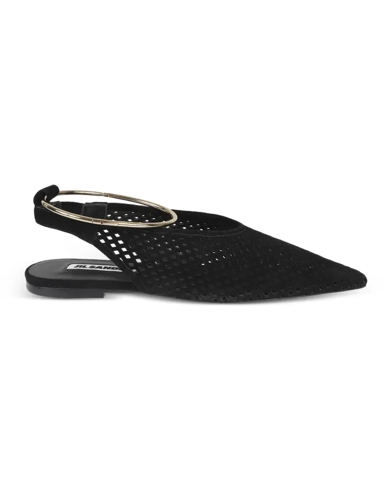 Jil Sander ring-embellished ballet flats - Schwarz Schwarz