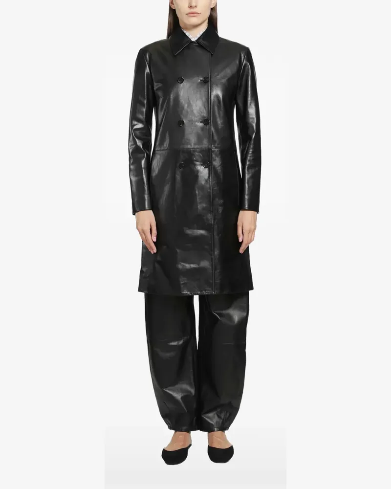 Jil Sander 88 double-breasted leather coat - Schwarz Schwarz