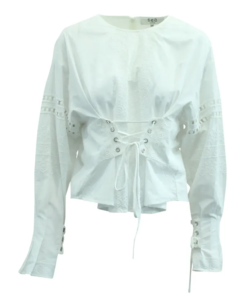 Sea eyelet-detail lace-up blouse - Weiß Weiß