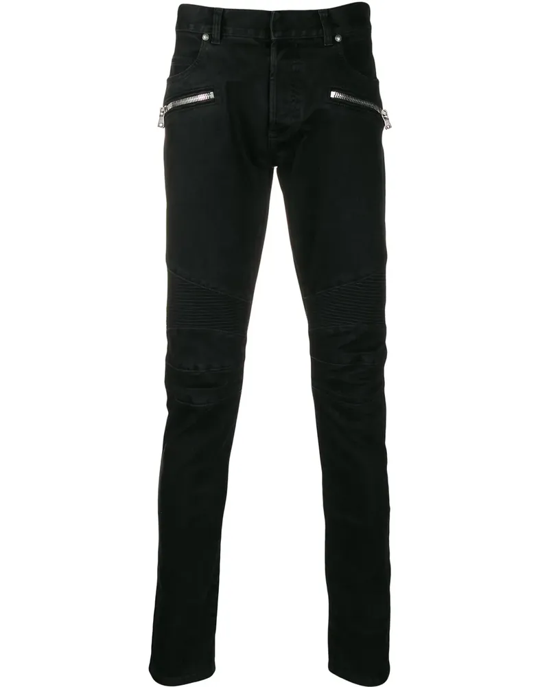 Balmain Skinny-Jeans mit Einsätzen - Schwarz Schwarz