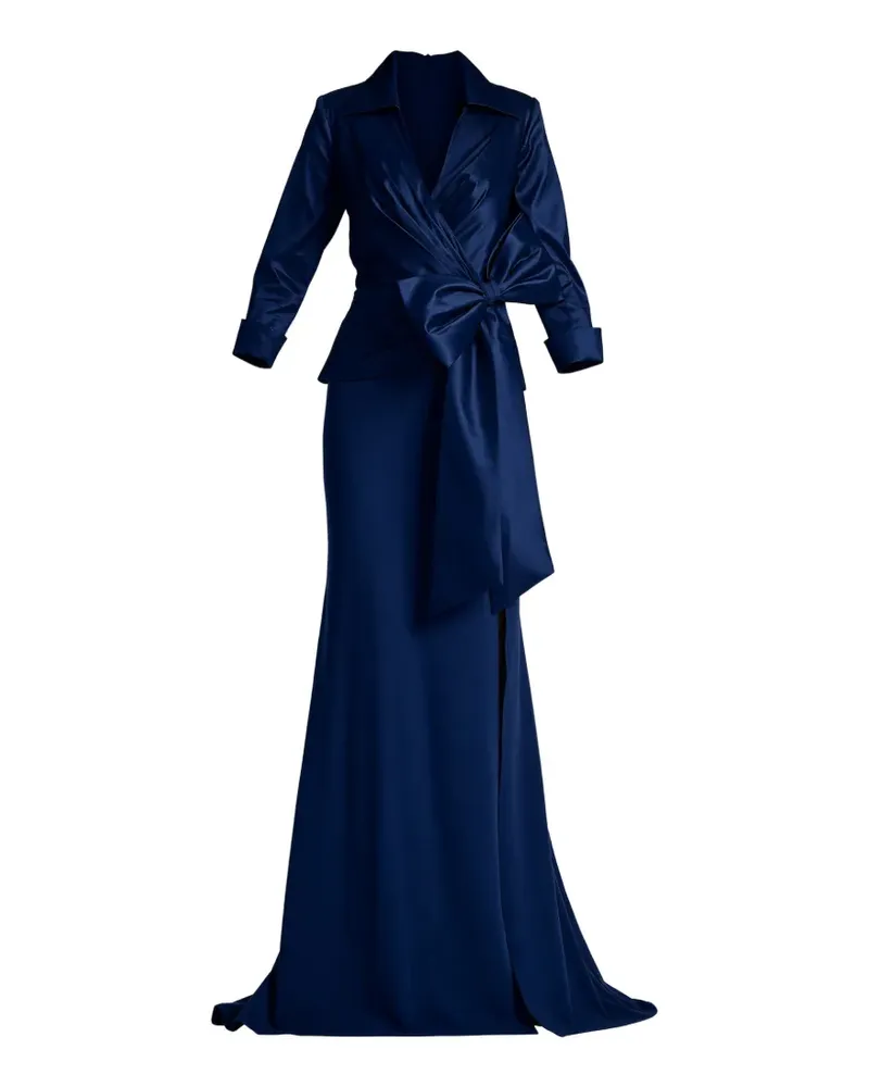 Tadashi Shoji Sarma bow-detail peplum-waist gown - Blau Blau