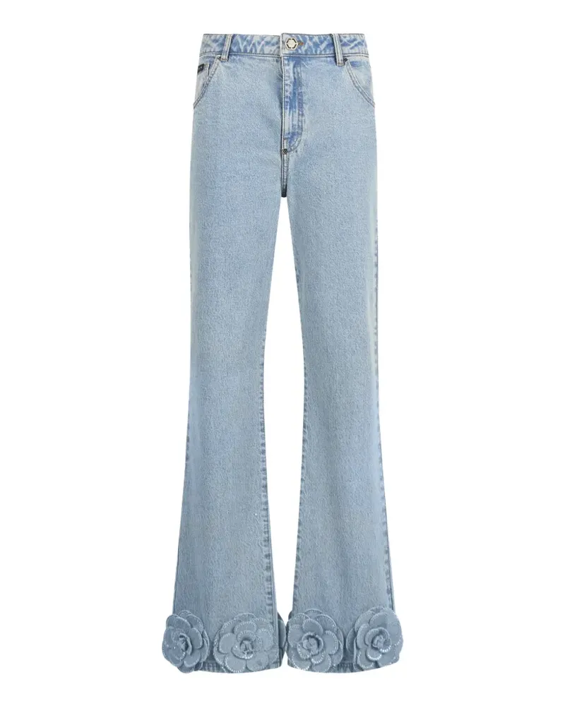 Philipp Plein Jeans mit Strass-Blumenapplikation - Blau Blau
