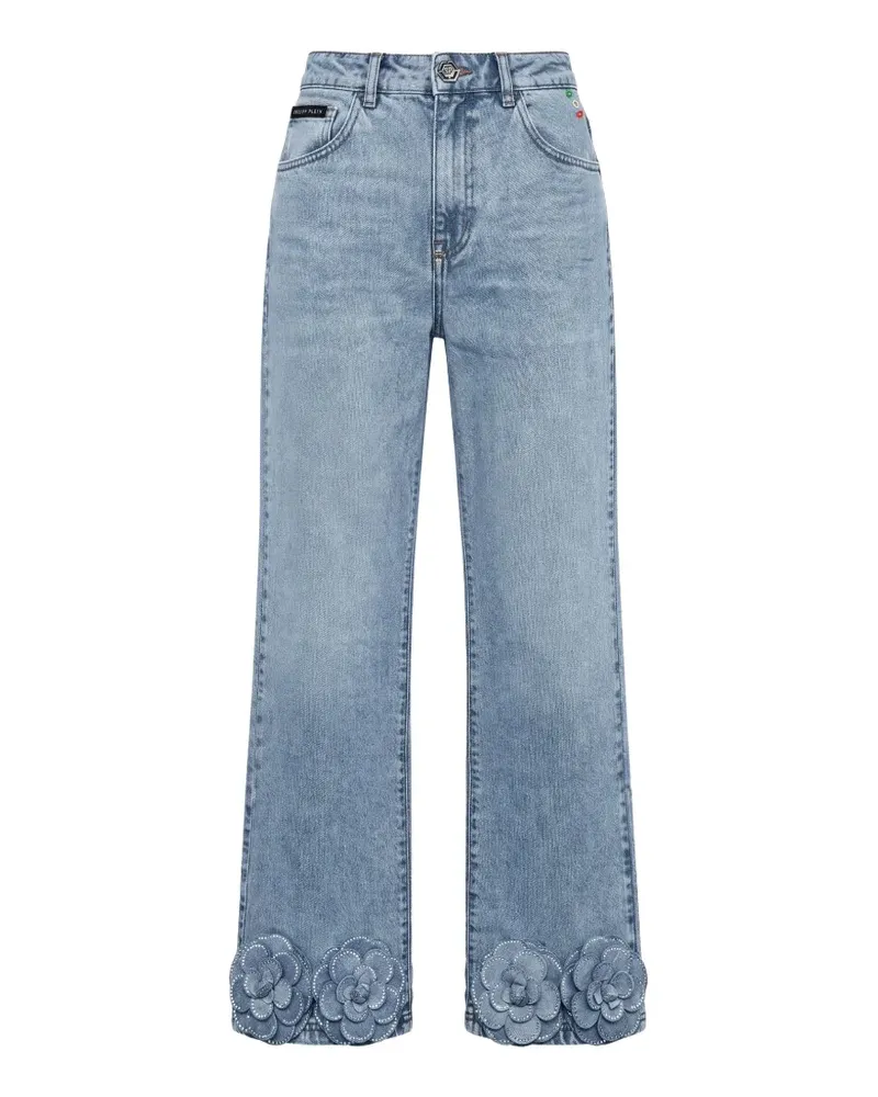 Philipp Plein Jeans mit Strass-Blumenapplikation - Blau Blau