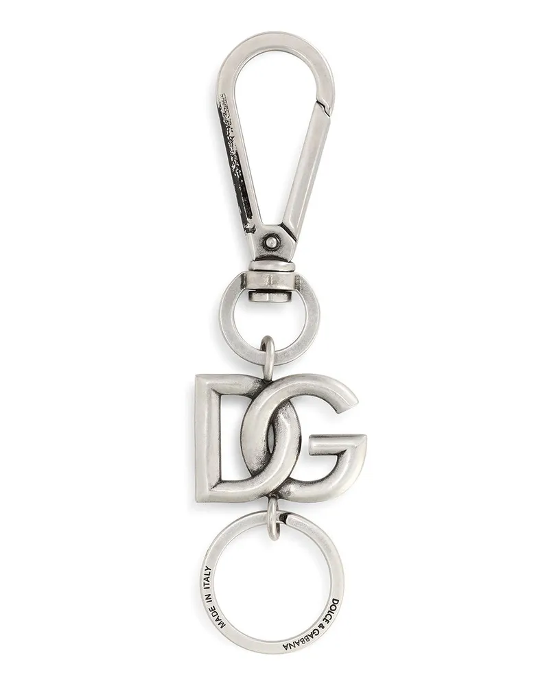 Dolce & Gabbana Schlüsselanhänger mit Logo-Schild - Silber Silber
