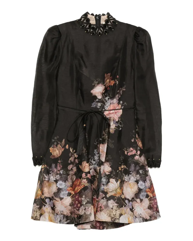 Zimmermann Valiant Minikleid mit Blumenprint - Schwarz Schwarz