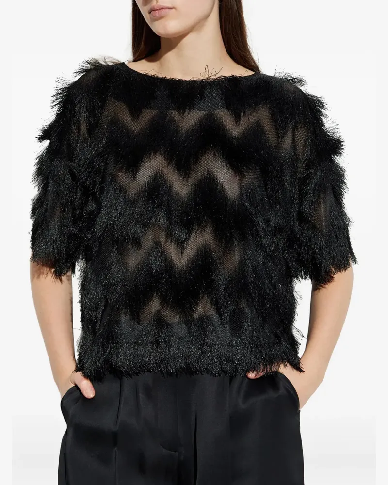 MUNTHE Rossi fringed blouse - Schwarz Schwarz