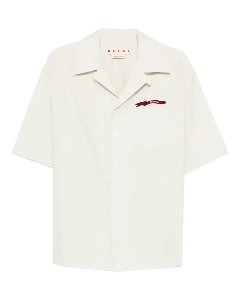 Marni logo-embroidered chest-pocket shirt - Nude Nude