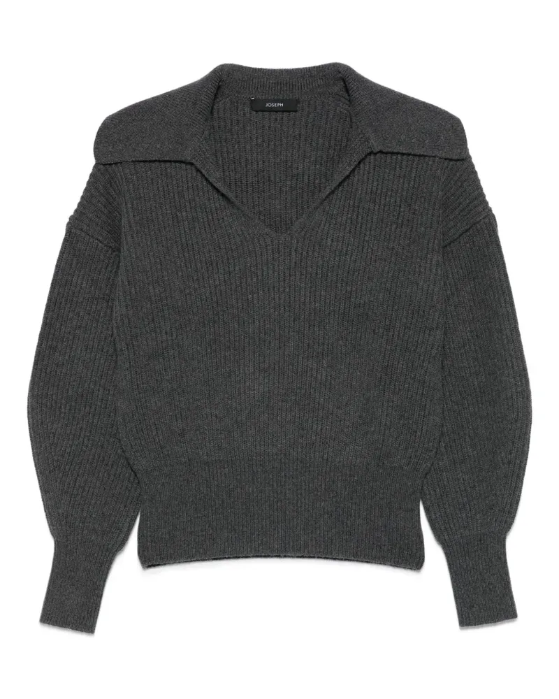 Joseph Gerippter Pullover mit Poloshirtkragen - Grau Grau