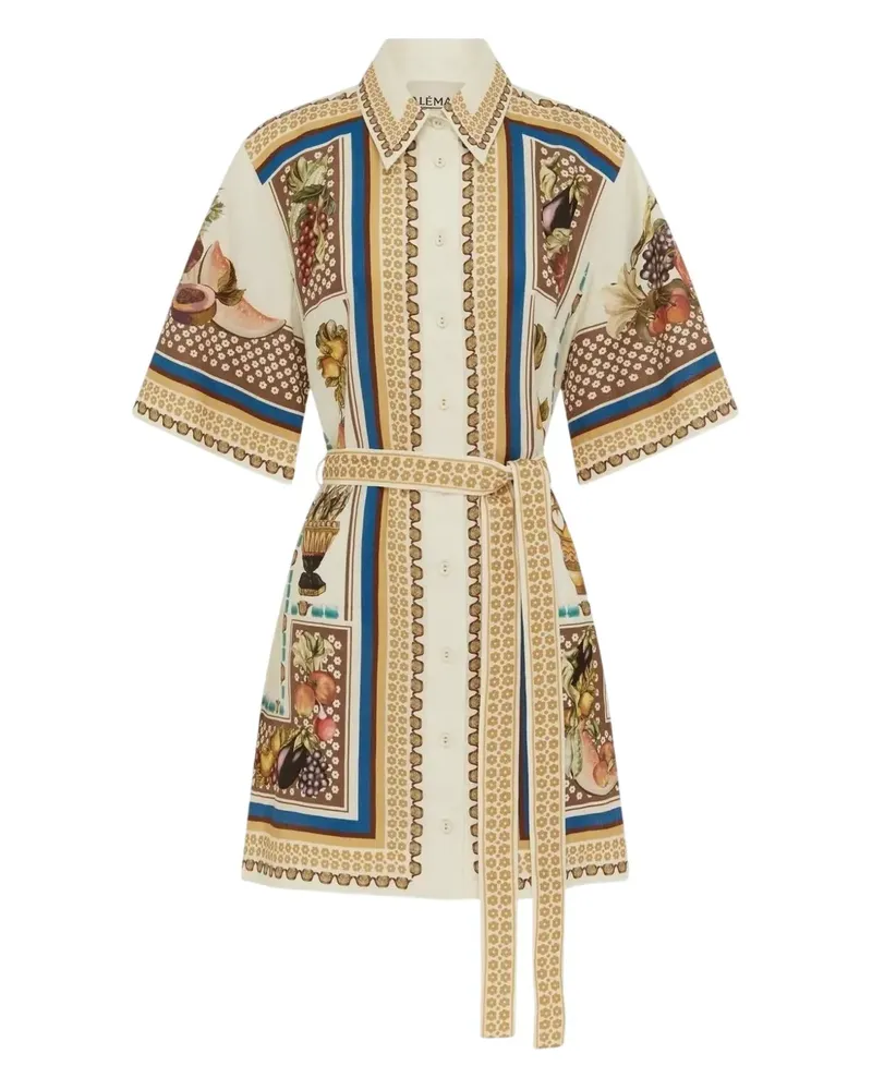ALEMAIS Mercado fruit-print mini dress - Nude Nude
