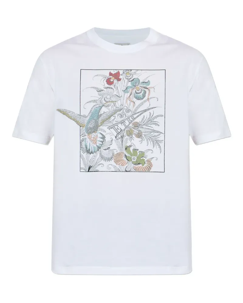 Etro T-Shirt mit Blumen-Print - Weiß Weiß