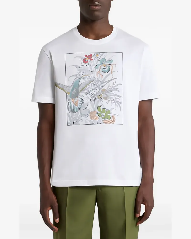 Etro T-Shirt mit Blumen-Print - Weiß Weiß