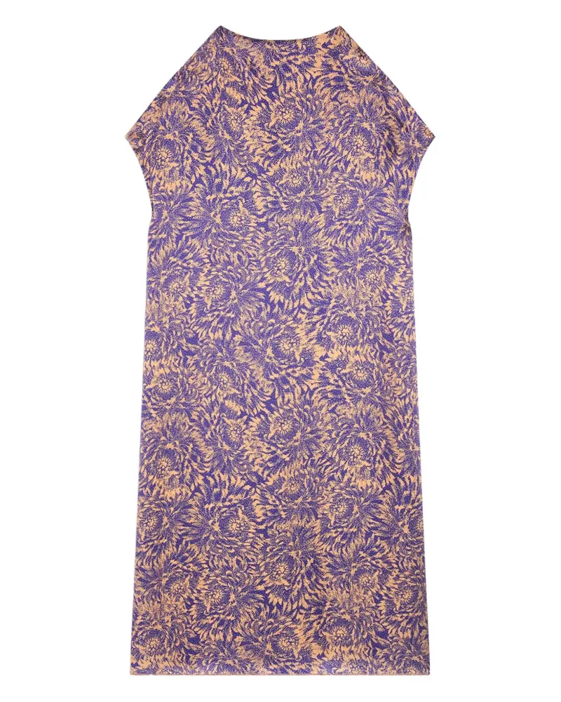 Dries van Noten Midikleid aus Seide mit Print - Violett Violett