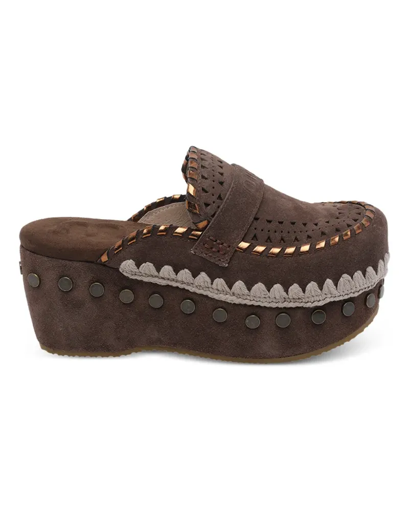 Mou laser-cut studded suede mules - Braun Braun