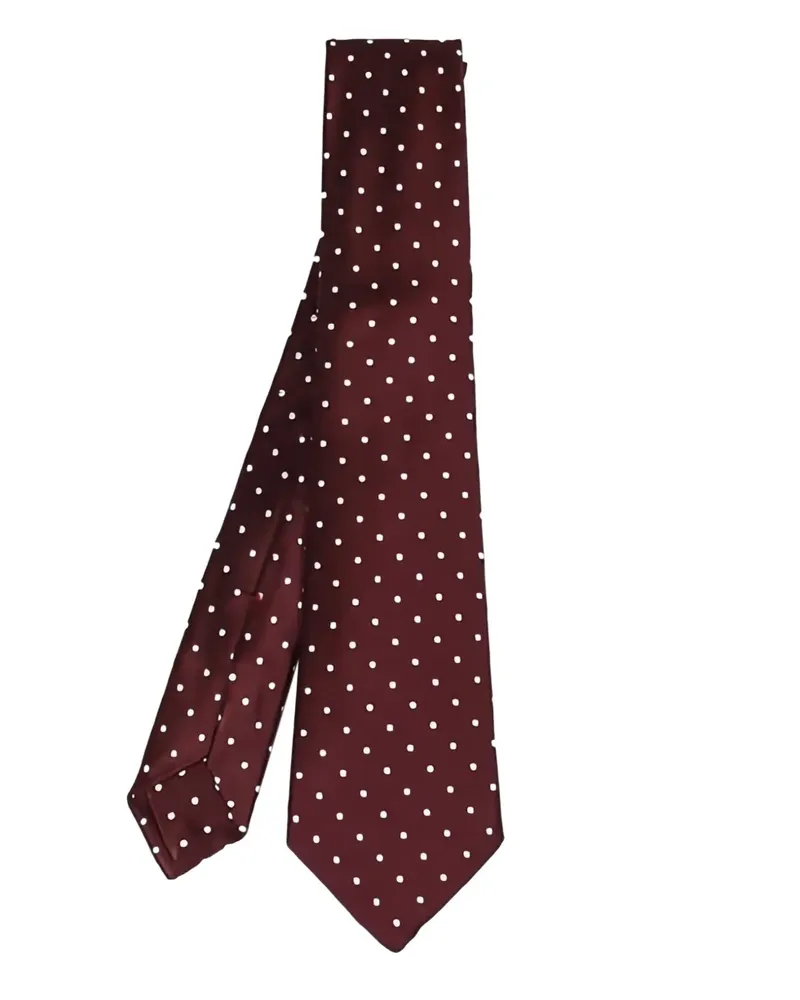 Kiton Seidenkrawatte mit Polka Dots - Rot Rot