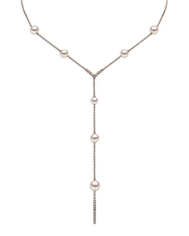 YOKO London Trend Halskette mit Süßwasserperlen und Diamanten - Rosa Rosa