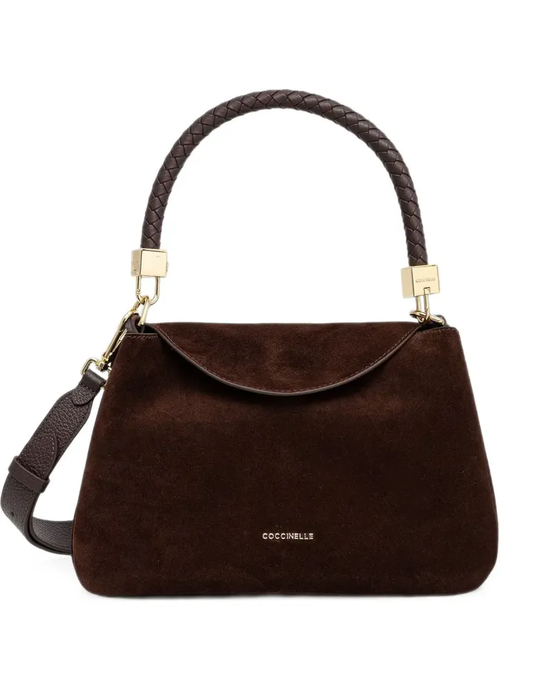 Coccinelle Kleine Tiggy Tote Bag aus Wildleder mit Flechtriemen - Braun Braun
