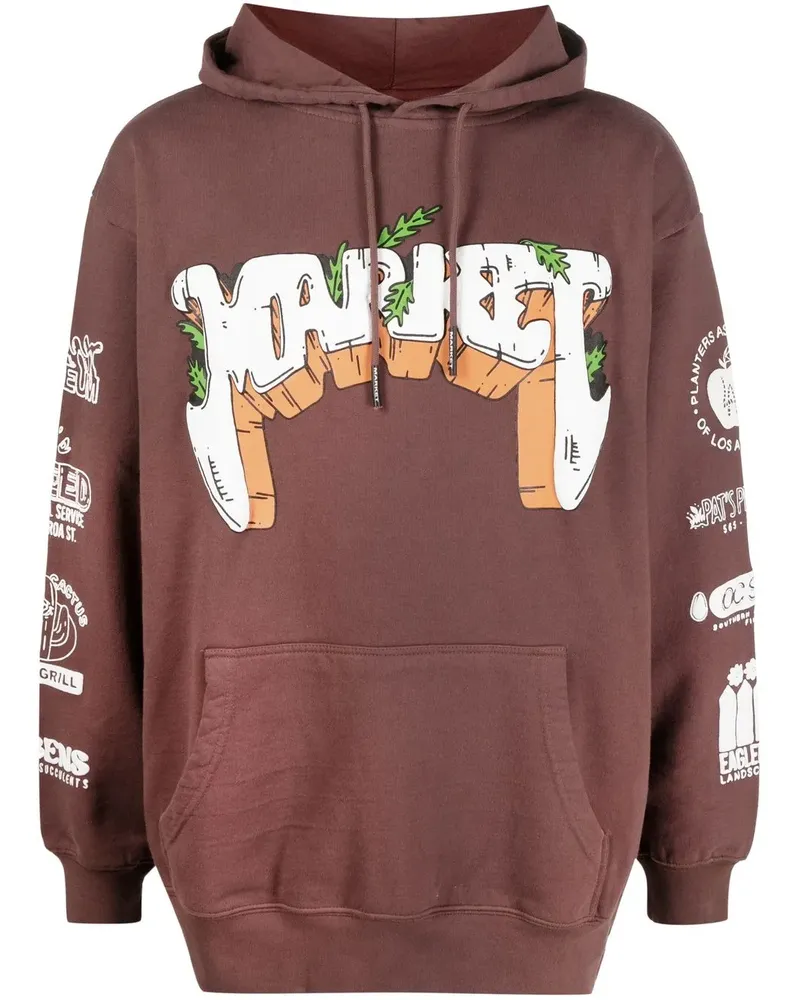 Market Hoodie mit grafischem Print - Braun Braun