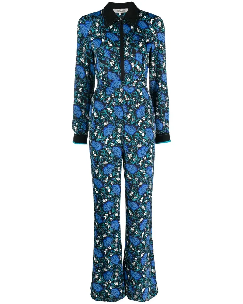 Diane von Furstenberg Jumpsuit mit Blumen-Print - Schwarz Schwarz