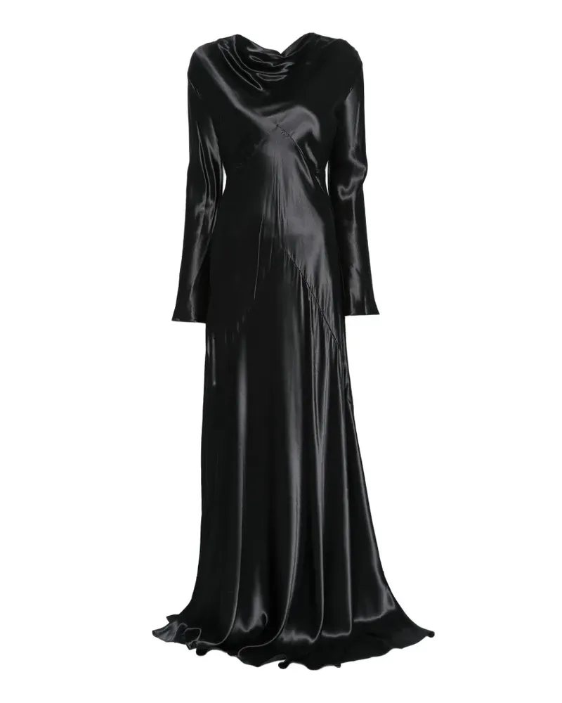 Erika Cavallini Rückenfreies Maxikleid aus Satin - Schwarz Schwarz